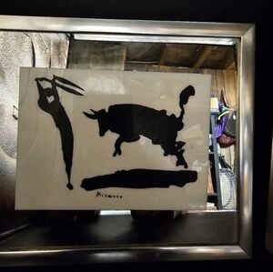 Vintage‎ mirror art with signed Picasso serigraphs on tiles